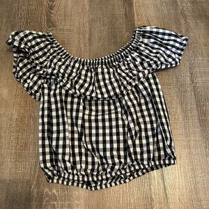 Rue21 Black and White Checkered Off-Shoulder Blouse
